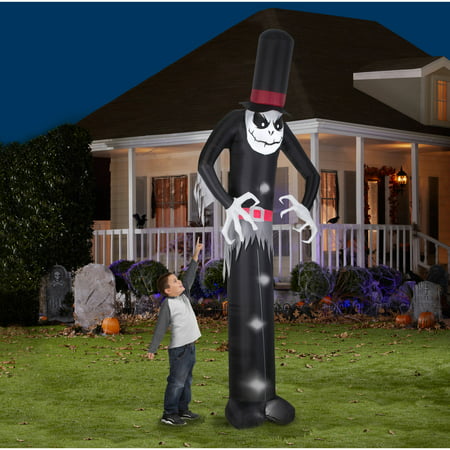 Gemmy Airblown Inflatable 12' X 4' Giant Skelton Halloween Decoration ...