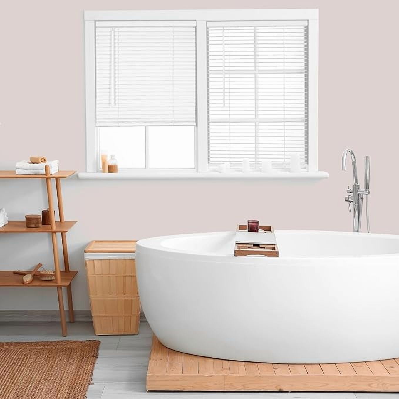 CALYX INTERIORS Room Darkening Vinyl Mini Blinds, Cordless, 1" Slat, 33.5" W x 60" H, White