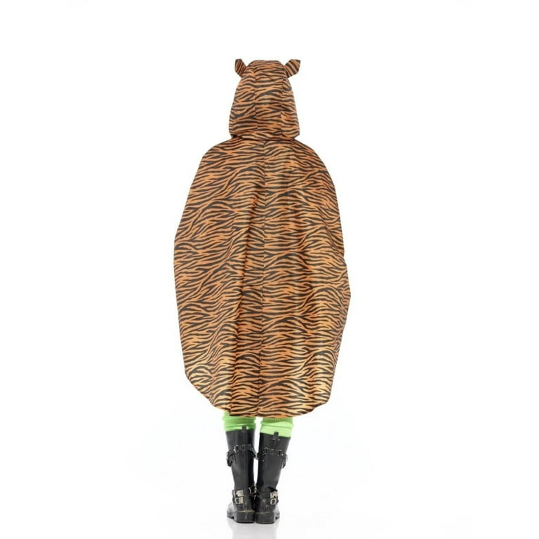 Tiger Party Poncho Adult Orange Black Drawstring Bag Tiger Party Poncho Adult Orange Black Drawstring Bag