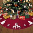 thumbnail image 2 of ZHAOCHENG Falda de árbol de Navidad de punto, funda de cojín para base de árbol de Navidad de alce 3D, falda de árbol de color rojo campestre, 2 of 5