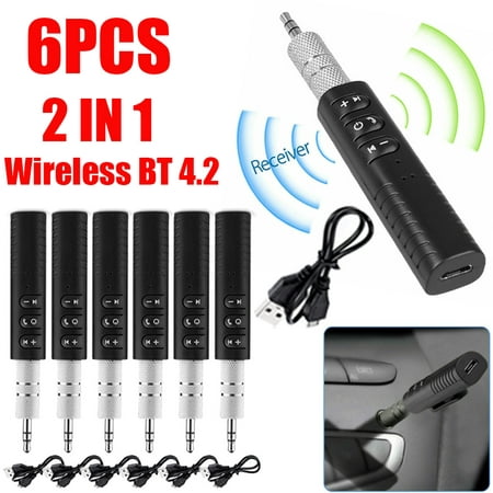 6PCS Wireless 3.5mm Car Bluetooth Mini Receptor Receiver Audio Speaker Adapter AUX