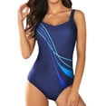 thumbnail image 2 of Women's Plus Size Color Block Print One-Piece Swimsuit with Back V Neck, Hollow Out Keyhole Backless Design, High Waisted Comfortable Bathing Suit for Beach, Swimming and Summer Activities Orange L, 2 of 4