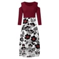 thumbnail image 4 of Pompotops Robe de Soirée Sans Bretelles à Manches Longues Dégradé Imprimé Floral Col Rond Aguichant pour Femmes Grande Taille Ourlet Irrégulier, 4 of 4