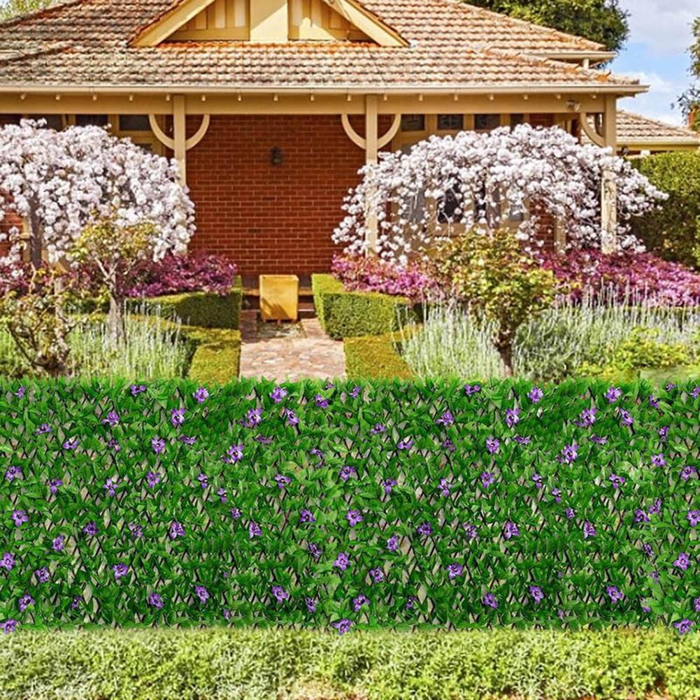 RichLink Simulation Telescopic Fence Fence Leaf Garden Decoration Plastic Green Plants,Purple orchid