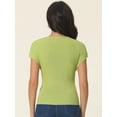 thumbnail image 4 of Unique Bargains Women's Cap Sleeve Knit T Shirts Crewneck Basic Tops Solid Blouse L Olive, 4 of 6