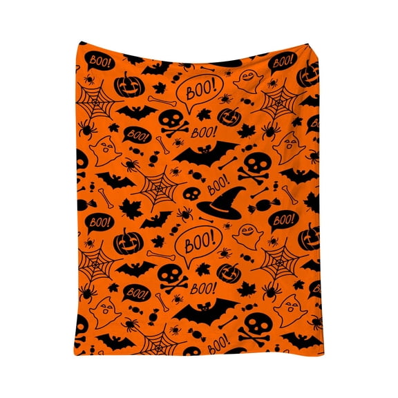 Miwamany Halloween Printed Fleece Throw Blanket, Soft Cozy Flannel Lightweight Plush Blanket, Warm Decorative All Season Nap Blanket for Sofa Couch Bedroom Office, Spooky Holiday Home Decor