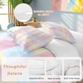 thumbnail image 2 of 3 Piece Colorful Plaid Duvet Cover Set Full Size,Microfiber Comforter/Quilt Cover with Corner Ties and 2 Pillowcases,Modern Pink Blue Yellow Stripes Checked All Season Bedding with Zipper Closure, 2 of 8