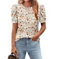 thumbnail image 1 of Blusa Zeagoo para mujer, manga abullonada, floral, bohemio, casual, 1 of 4