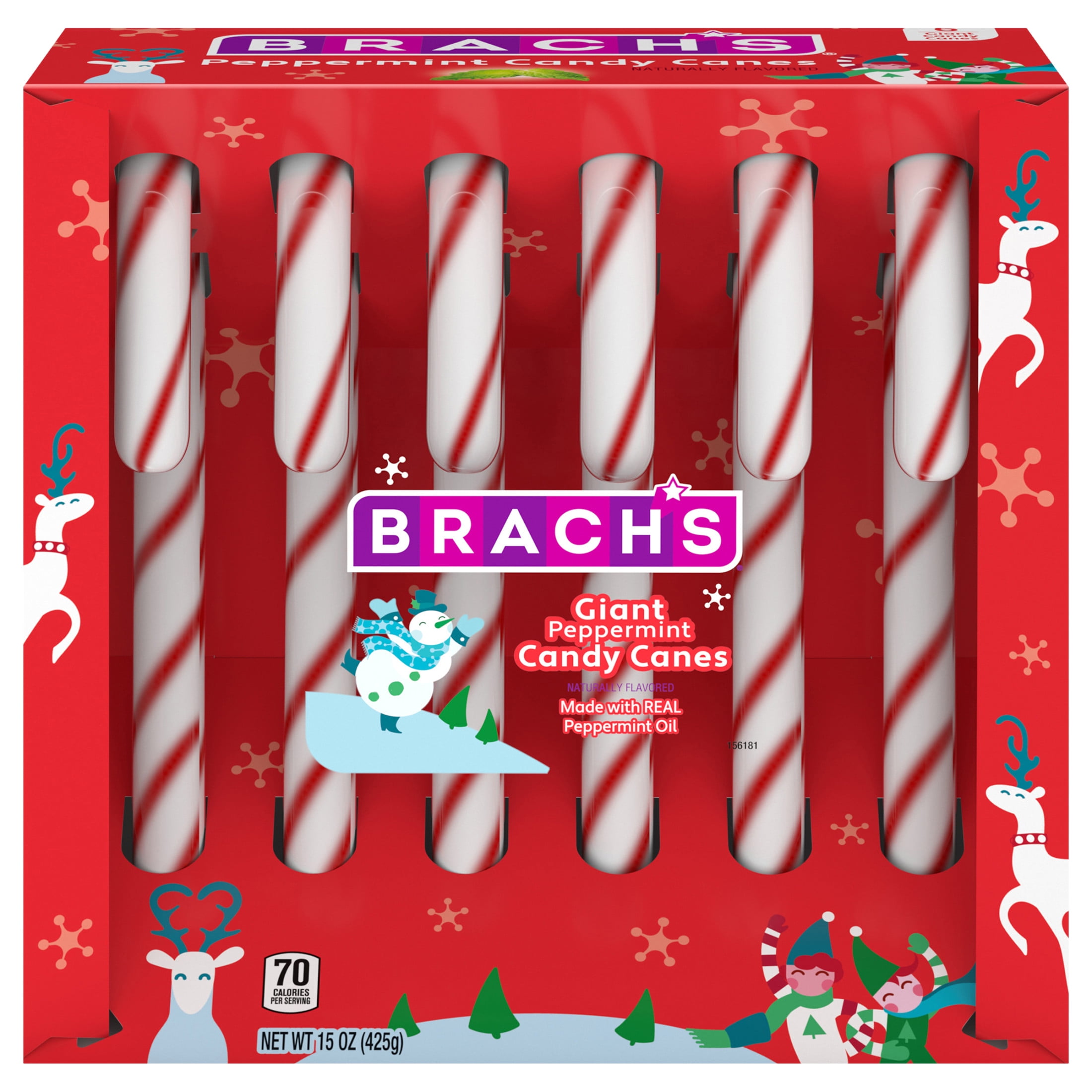 (2 pack) Brach's Giant Peppermint Holiday Candy Canes, Christmas Candy, 15 oz, 6 Count Box