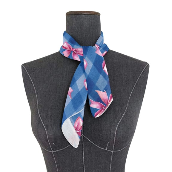 Square Scarf 24x24 Inch Pink Bows Silky Satin Sun Protection Neck Scarf for Women Multi-Purpose Head Wrap Bandana for Hair Bag Decoration