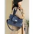 thumbnail image 2 of ​Large Canvas Crossbody Bag, Spacious Vertical Messenger Tote Zipper Daily Travel Storage Essentials​​ Shoulder Bag for Work Commute (Dark Blue), 2 of 5