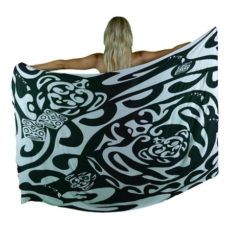 Hawaiian Tribal | Island Turtle | Black Sarong | Pareo
