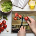 thumbnail image 3 of Venice Cutting Board, Venice Lagoon Gondolas Moored by Saint Mark Square on Grand Canals Dreamy Sky, Decorative Tempered Glass Cutting and Serving Board, Large Size, Pale Brown Black, by Ambesonne, 3 of 5