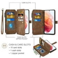 thumbnail image 7 of Asuwish Kickstand Hard Shell Wallet Cell Phone Case with Tempered Glass Screen Protector for Samsung Galaxy S21, Brown, 7 of 7
