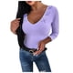 thumbnail image 2 of ICHUANYI Liquidación Moda Mujer Casual V-Cuello Manga Larga Camisa Blusa Tops ICHUANYI WER202308246735, 2 of 5