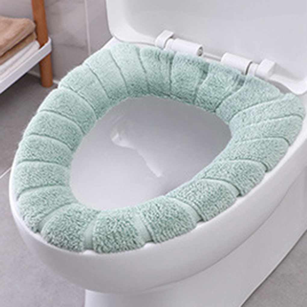 Washable Toilet Seat Cushion Mat Winter Washable Toilet Seat Cloth Easy Installation & Cleaning Comfortable Bathroom Soft Thicker Warmer Stretchable Washable Cloth Toilet Seat Cover Pads 