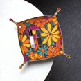 thumbnail image 6 of Multi-Size Leather Tray Four Corners Four Button Design Anti-Scratch Waterproof Convenient Cleaning Convenient Storage Groovy Flowers (25) Small, 6 of 8
