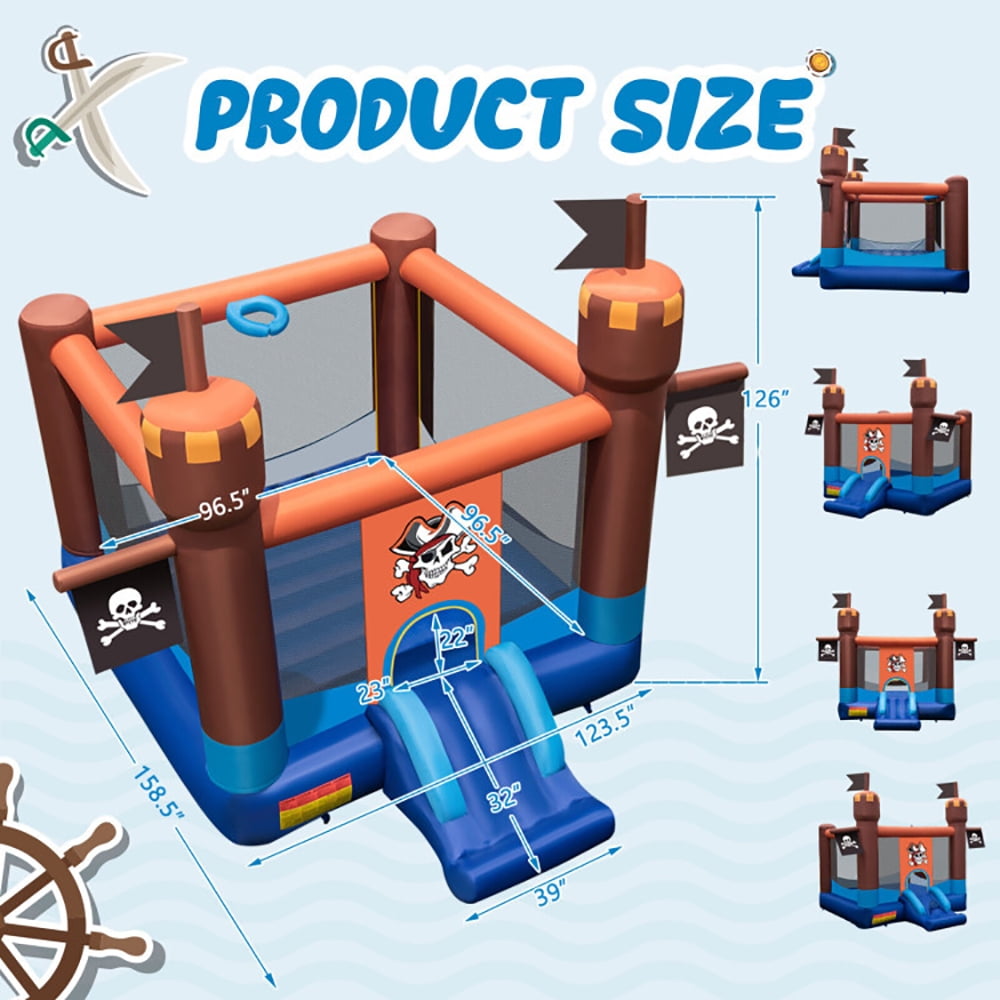 Aimee Lii Pirate-Themed Inflatable Bounce Castle with Large Jumping Area and 735W Blower, Kids Bounce House for 3-10 Aimee Lii Pirate-Themed Inflatable Bounce Castle with Large Jumping Area and 735W Blower, Kids Bounce House for 3-10