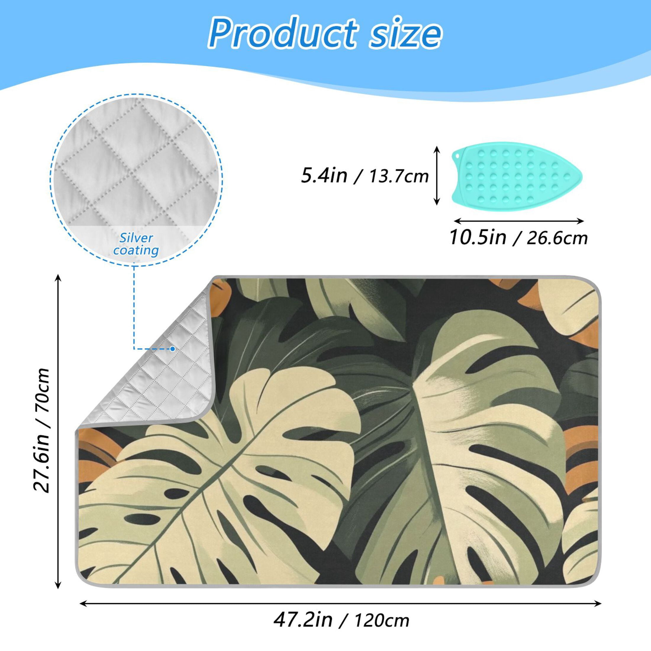Tropical Plants Ironing Mat Blanket for Table Top Travel Portable Ironing Board Pad 47.2x27.6 Inch