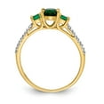 thumbnail image 2 of 14K Yellow Gold Ring Band Gemstone Emerald Oval Green Round Diamond, Size 5, 2 of 3