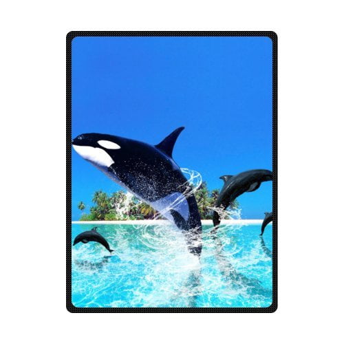 Rylablue Orca Killer Whales Fleece Blanket Throw Blanket 58x80 Inches