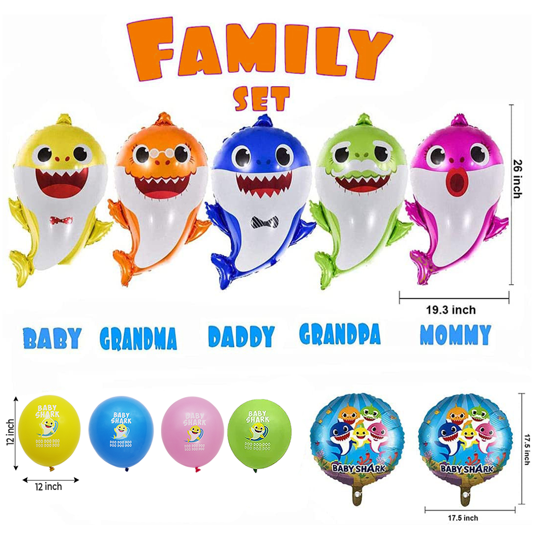 Baby Shark Doo Doo Theme Birthday Decorations - Shark Family Balloons Masks Cupcake Toppers Banner Tablecloth Shark Party Supply for Kids