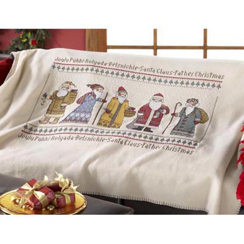 Duftin Victorian Santas Fleece Blanket Stamped CrossStitch Kit