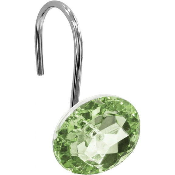 Sage Green Diamond Shaped Shower Curtain Hooks Set of 12, Bathroom Curtain 72" W x 78" L