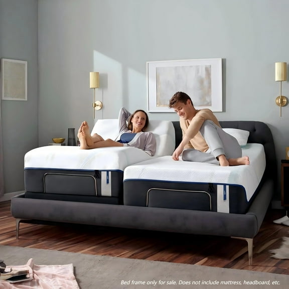 Split King Adjustable Bed Frame with Massage,USB Ports,Head/ Foot Tilt,Remote Control,Meatl Beds Base