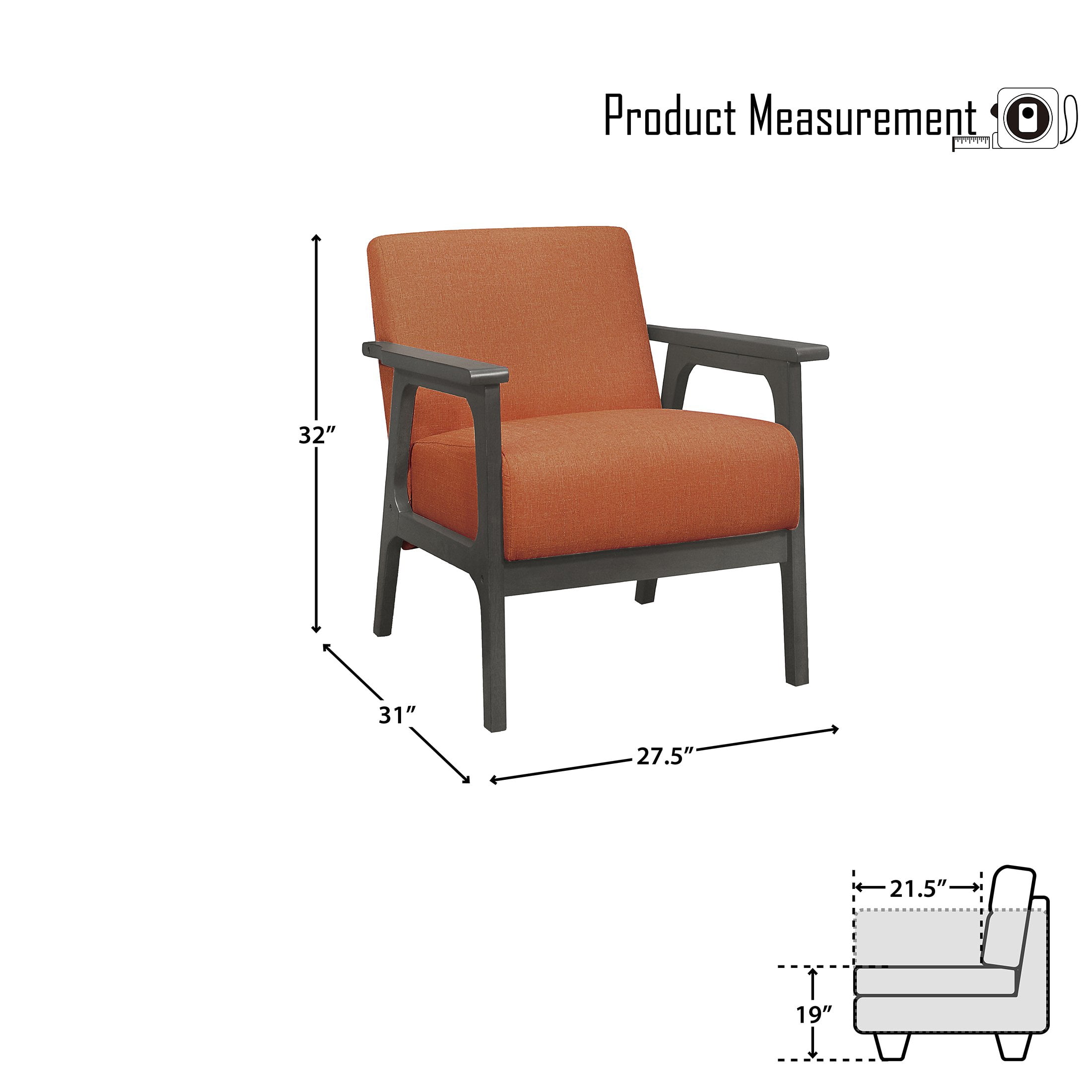 OakvillePark Ovenell Fabric Upholstered Accent Chair, Orange