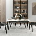 thumbnail image 2 of bokifol White Faux Marble Dining Table,55.12" Rectangle Modern Dinner Table for 6,Farmhouse Long Kitchen Table for Living Room with Sturdy Base,White, 2 of 8
