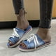 thumbnail image 2 of Amzcrzy Zapatos de mujer,Zapatos de mujer,Zapatillas de mujer, Zapatillas de verano con punta redonda para mujer, zapatos de playa de lona a la moda, sandalias planas informales con frenillo Sandalia, 2 of 7