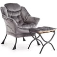 thumbnail image 3 of Dark gris comfortable accent lazy chair con ottoman - 400lb capacity, oversized reading armchair con folding footrest y side pocket para sala de estar o dormitorio, 3 of 8