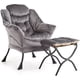 thumbnail image 3 of Dark gris comfortable accent lazy chair con ottoman - 400lb capacity, oversized reading armchair con folding footrest y side pocket para sala de estar o dormitorio, 3 of 8