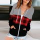 thumbnail image 4 of Pntutb mujeres Casual manga larga bolsillo suelto estampado cremallera medio y largo tops sudaderas con capucha blusa de mujer Pntutb Pntutb-830, 4 of 7