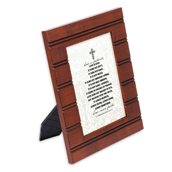 Cottage Garden Love Never Fails Woodgrain Beaded Board 5 x 7 Table Top and Wall Photo Frame