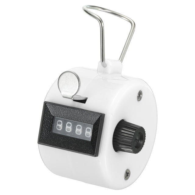 Uxcell Clicker Counter Hand Tally Counter Mechanical 4-Digit Number Click Pitch Counter White