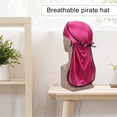 thumbnail image 2 of Papón Silky Cap Bonnet Headwraps con la elasticidad de la moda de la cola larga Flexible ajustable para los ciclistas Hip-Hop Lovers Daily Decoration Rose Red Scienceny AP008480-14B, 2 of 5