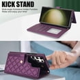 thumbnail image 4 of Case Wallet for Samsung Galaxy S23 Ultra, [Wristlet & Crossbody Strap] RFID Blocking 5 Card Slots Stand [Shockproof TPU Shell] PU Leather Magnetic Flip Cover Compatible with S23 Ultra, Darkpurple, 4 of 9