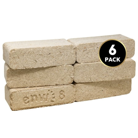 Firewood Central Envi 8 Hardwood Fuel Blocks by Bio-Diversity 100% Natural Compressed Sawdust, High Heat, Long Burn for Fireplaces, Stoves, and Fire Pits (6 Pack)