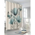 thumbnail image 3 of Fsddascl Tulip Butterfly Shower Curtain Set - Long 72" x 84" Washable Bathtub Curtain with 12 Hooks, Vintage Spring Botanical Flowers Floral Waterproof Fabric Stall Shower Curtains for Bathroom, 3 of 6