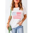 thumbnail image 3 of Patriotic and Comfortable White USA Flag Print T-Shirt - Crew Neck, Short Sleeves, and Relaxed Fit, 3 of 8
