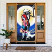 The Nightmare Before Christmas Door Cover Decorated Banner Tapestry Home Decoration Holiday Party Supplies Door Banner Porch Sign Banner 72.8 x 35.4 Inch