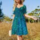 thumbnail image 4 of Vestido de manga corta con pintura de acuarela de pavo real, vestidos de mujer, vestidos de noche, vestido, 4 of 7