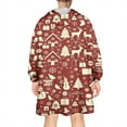 thumbnail image 2 of Wearable Oversized Blanket,Red Christmas Icon Pattern Wearable Blanket Hoodie for Adults,Cozy Hooded Blankets with Super Pockets,Super Warm Fuzzy Pullover for Women & Men, 2 of 6