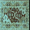 thumbnail image 1 of Ahgly Company Indoor Square Oriental Light Blue Industrial Area Rugs, 5' Square, 1 of 4