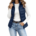 thumbnail image 3 of Aswuknt Womens Puffer Vest Quilted Sleeveless Stand Collar Full Zip Jackst Lightweight Gilet Outerwear For Fall Winter Casual Daily Wear,Layering, 3 of 7