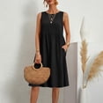 thumbnail image 2 of New Plus Size Dresses for Women Summer Fashion Solid Color Casual Round-Neck Sleeveless Dress With Pocket, 2 of 9