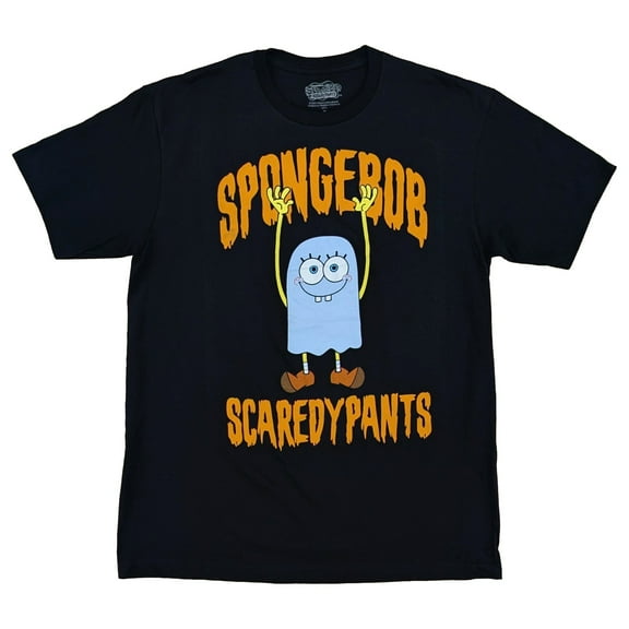 Spongebob Squarepants Mens Black Scaredypants Halloween T-Shirt Medium