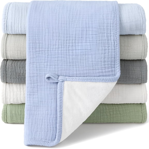 TELOLY Muslin Burp Cloths,100% Cotton Baby Burping Clothes,Large Extra Soft Absorbent for Unisex Newborn Boy and Girl,20X10In,6 Pack